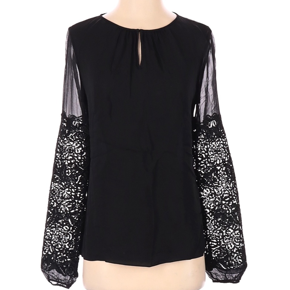 Elie Tahari Long Shelve Silk Top